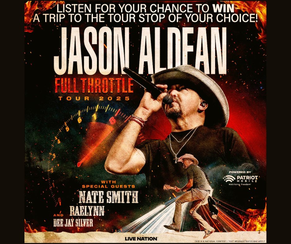 102.9 W4 Country (@wwwwcountry) on Twitter photo <a href="/Jason_Aldean/">Jason Aldean</a> is headed out on Tour w/<a href="/natesmithsongs/">Nate Smith</a> & <a href="/RaeLynn/">RAELYNN</a>, and we want to send you to the tour stop of your choice! Score a trip for 2 with flights, hotel, & 2 Pit tickets to the concert in your chosen city w/VIP Lounge Experience passes! Listen for national text keywords! <a href="/Jason_Aldean/">Jason Aldean</a> is headed out on Tour w/<a href="/natesmithsongs/">Nate Smith</a> & <a href="/RaeLynn/">RAELYNN</a>, and we want to send you to the tour stop of your choice! Score a trip for 2 with flights, hotel, & 2 Pit tickets to the concert in your chosen city w/VIP Lounge Experience passes! Listen for national text keywords!