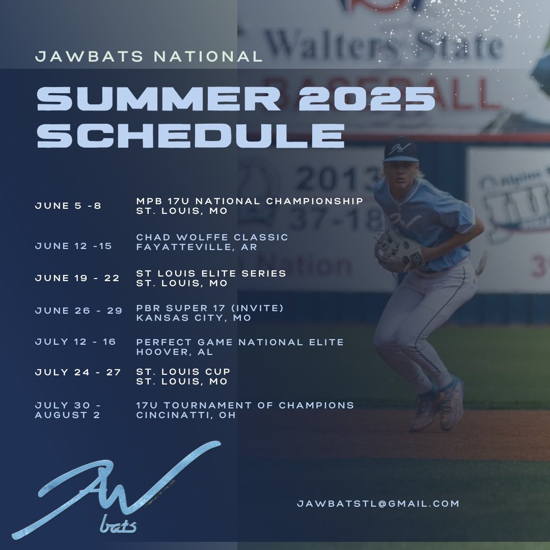Daniel Seddon (@dseddy_14) on Twitter photo Due to a late injury, 17u JawBat National is looking for an additional pitcher for the season.
Prefer PO, but can play another position
Schedule is packed with high level exposure events. If you are only able to attend a few, we can work that out.
DM or jawbatstl@gmail.com Due to a late injury, 17u JawBat National is looking for an additional pitcher for the season.
Prefer PO, but can play another position
Schedule is packed with high level exposure events. If you are only able to attend a few, we can work that out.
DM or jawbatstl@gmail.com