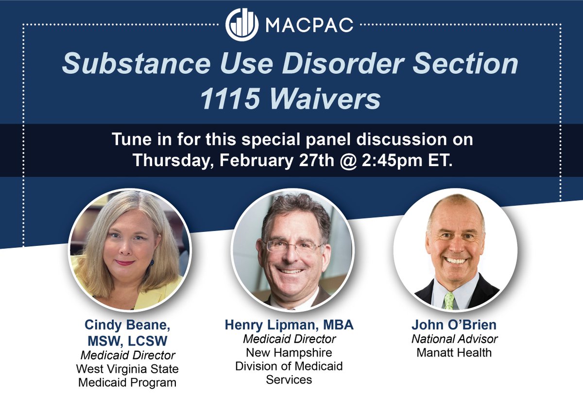 MACPAC’s Feb 27-28 mtg is a few days away! Don’t miss a panel on Substance Use Disorder Section 1115 Waivers, recs for improving transitions of care for children and youth with special health care needs, care access for children in foster care, and more!  macpac.gov/meeting/februa…