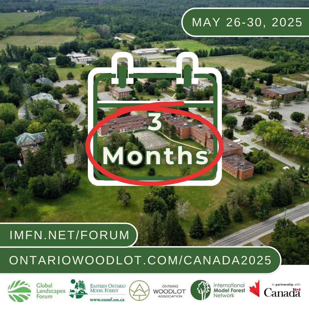 International Model Forest Network (@modelforest) on Twitter photo ๐ 3 months to go for the 2025 IMFN Global Forum!
๐
May 26-30
๐Kemptville, ON, Canada
Join us for the hybrid event on May 27: bit.ly/3EQ7CSQ
More information here ๐ imfn.net/forum
#IamModelForest <a href="/ontariowoodlot/">Ontariowoodlot</a> <a href="/GlobalLF/">Global Landscapes Forum (GLF)</a> ๐ 3 months to go for the 2025 IMFN Global Forum!
๐
May 26-30
๐Kemptville, ON, Canada
Join us for the hybrid event on May 27: bit.ly/3EQ7CSQ
More information here ๐ imfn.net/forum
#IamModelForest <a href="/ontariowoodlot/">Ontariowoodlot</a> <a href="/GlobalLF/">Global Landscapes Forum (GLF)</a>