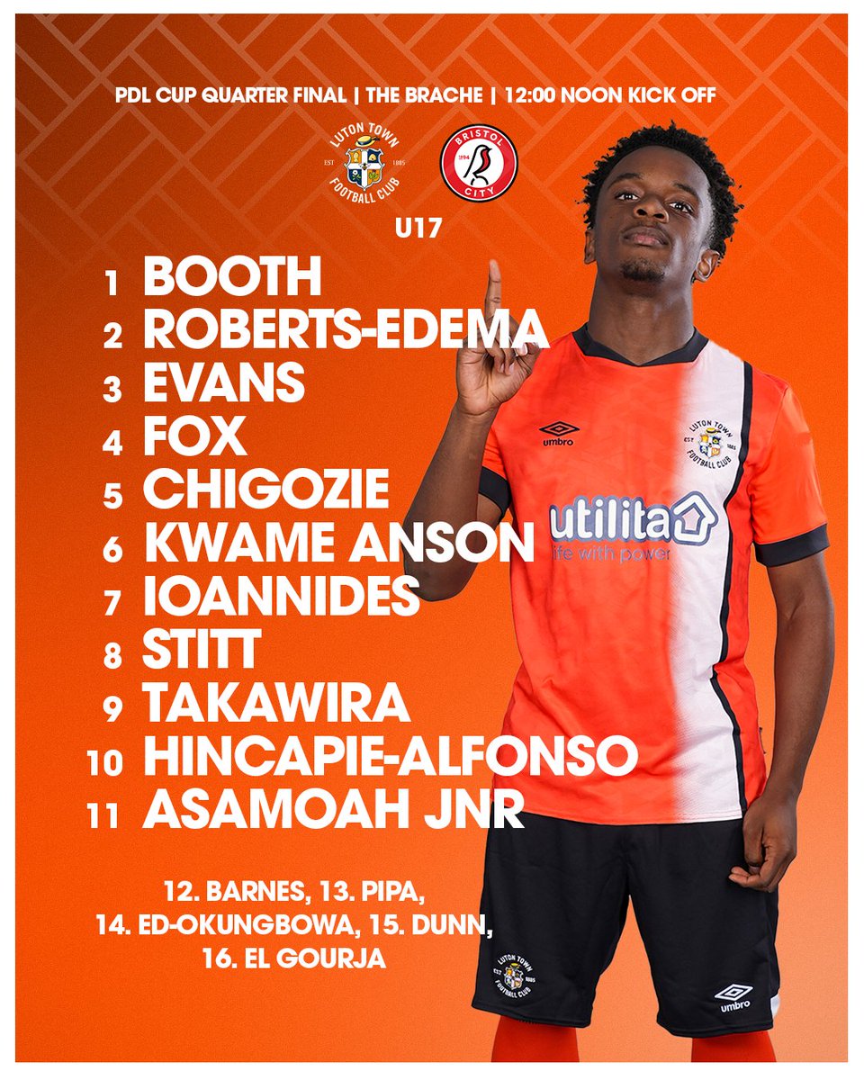 academyltfc's tweet image. Here is how the U17's line up in the cup quarter final today 🏆