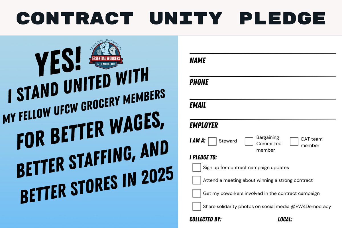 EW4Democracy's tweet photo. Grocery workers are underpaid &amp; overworked. Big chains like Kroger and Albertsons have tried to weaken our power while concentrating theirs.

That ends this year. We need to align our contracts to take on the bosses.

UFCW grocery members, join our fight: https://t.co/5yBlCGMhBs https://t.co/a3SbpKwom3