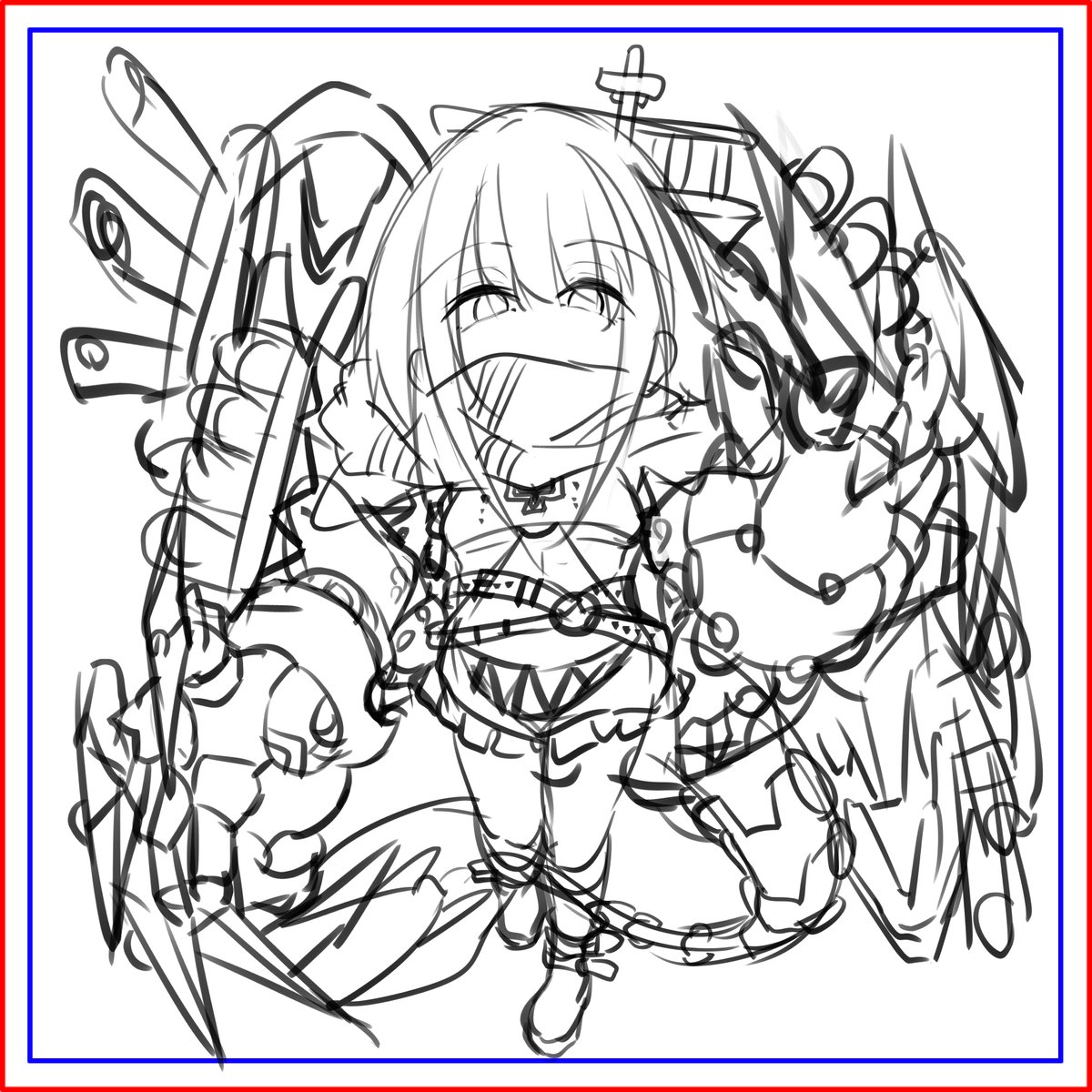 ちょっと雑だけどこの辺をラフをアクキーにします 