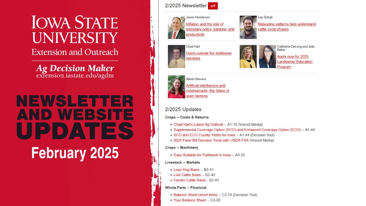 AgDecisionMaker's tweet image. Check out the most recent website updates on Ag Decision Maker this month, extension.iastate.edu/agdm/