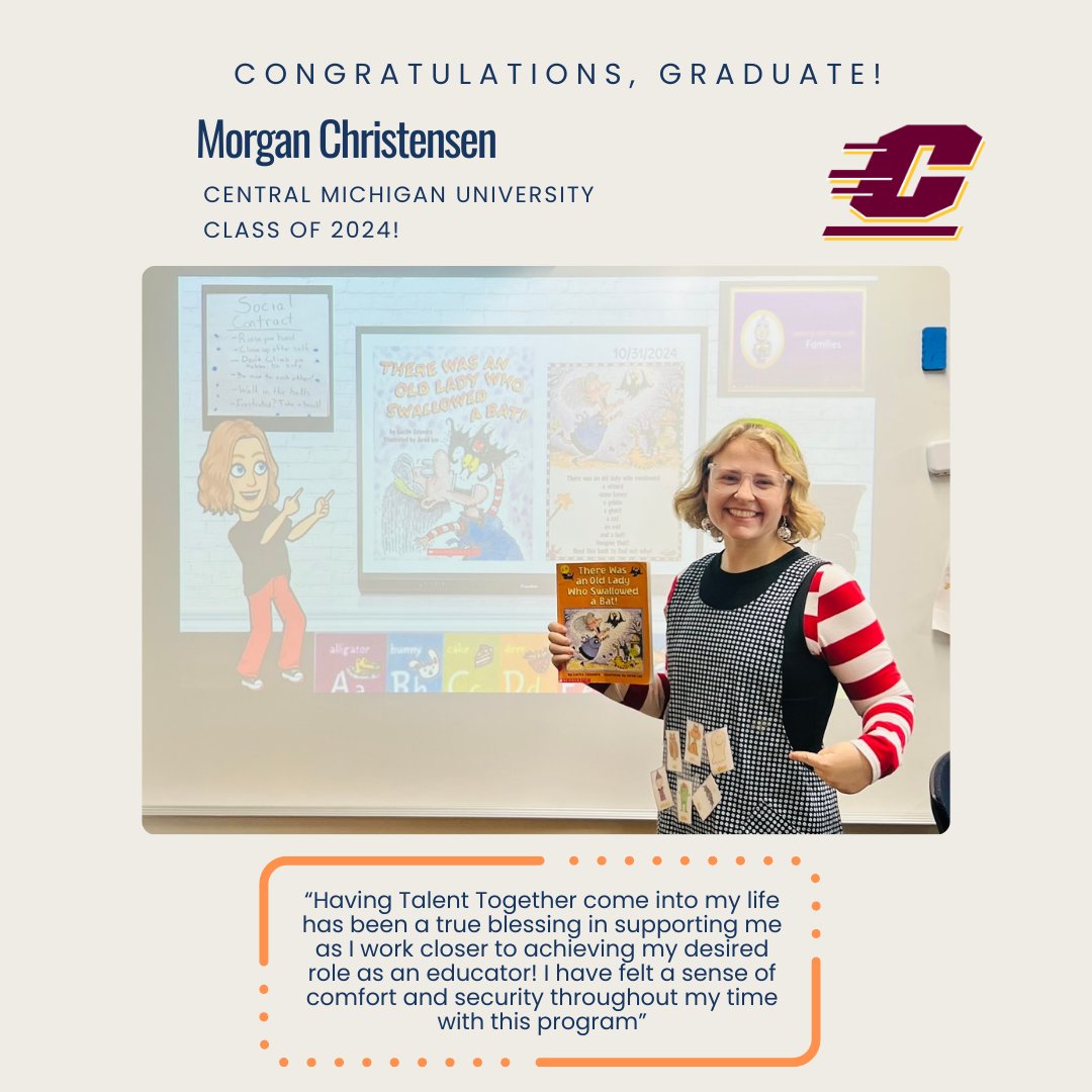 Congratulations Morgan! She graduated from <a href="/CMUniversity/">Central Michigan U.</a>  in December with a Bachelors of Science in Education: Special Education, Teaching Students with Cognitive Impairments. #CMU #mieducators