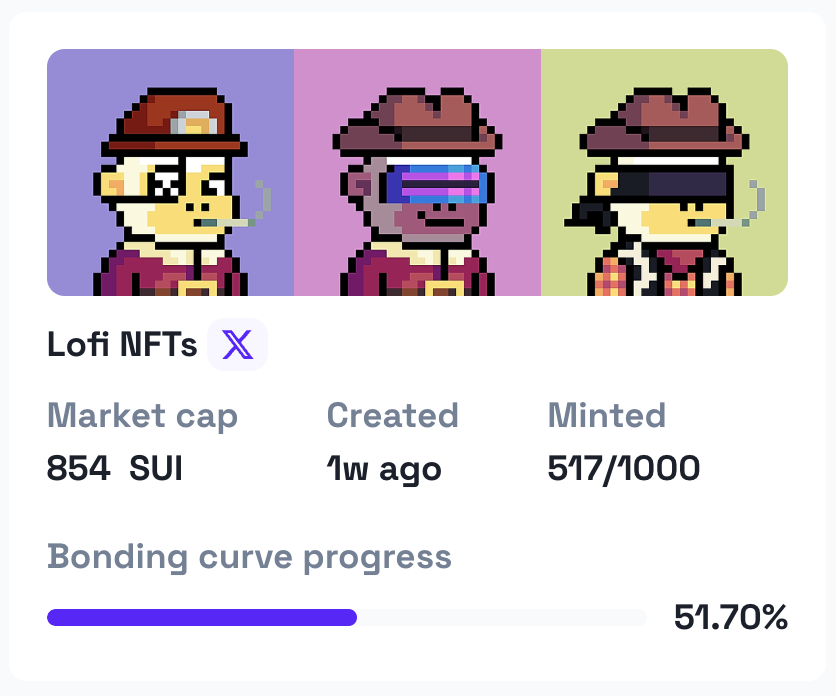 shadow_sui's tweet photo. These cute and fun pixelated @LofiNFTs_ are ones you don’t want to miss!

Lofi has been vibing in the space and is giving away custom-made Lofi PFPs to anyone holding at least 20 Lofi NFTs!

51.7% completing the bonding curve, it's slowly cooking! Mint yours before it’s too late: https://t.co/vungNJ6SIE