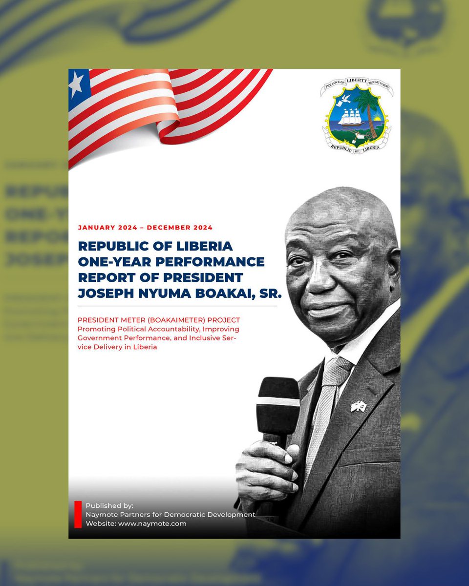 Embassy of Sweden in Liberia (@swedeninliberia) on Twitter photo Discover the detailed analysis of President Boakai's first year in office in <a href="/Naymoteliberia/">NAYMOTE-Liberia</a>'s "President Meter": tinyurl.com/y62dktyc 🔗
This comprehensive one-year performance report tracks and evaluates 126 promises made during and after the 2023 campaign period. Discover the detailed analysis of President Boakai's first year in office in <a href="/Naymoteliberia/">NAYMOTE-Liberia</a>'s "President Meter": tinyurl.com/y62dktyc 🔗
This comprehensive one-year performance report tracks and evaluates 126 promises made during and after the 2023 campaign period.