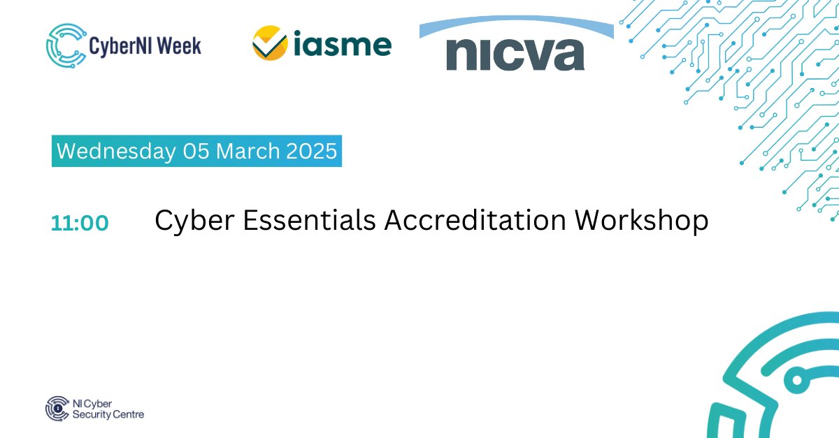 🔐 FREE Cyber Essentials Workshop!

As part of #CyberNIWeek25 (3–9 March 2025), we’re hosting a FREE Cyber Essentials Workshop to help VCS organisations strengthen their cyber security.

Join us &amp; <a href="/IASME1/">IASME</a> at NICVA to find out more.

🔗 Register now: tinyurl.com/y6y2bzmz