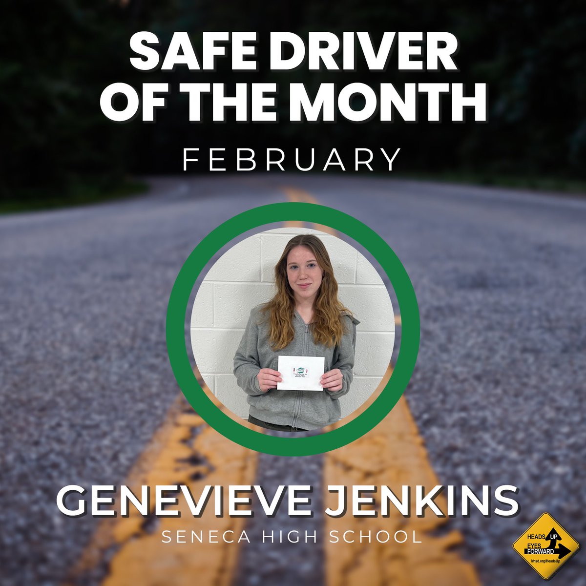 Congratulations to Genevieve Jenkins who won our Safe Driver of the Month Parking Spot <a href="/SenecaFamily/">Seneca High School</a> - 🎉🚗 Along with premium parking, Genevieve also received a gift card from our friends at Evergreen Dairy Bar!