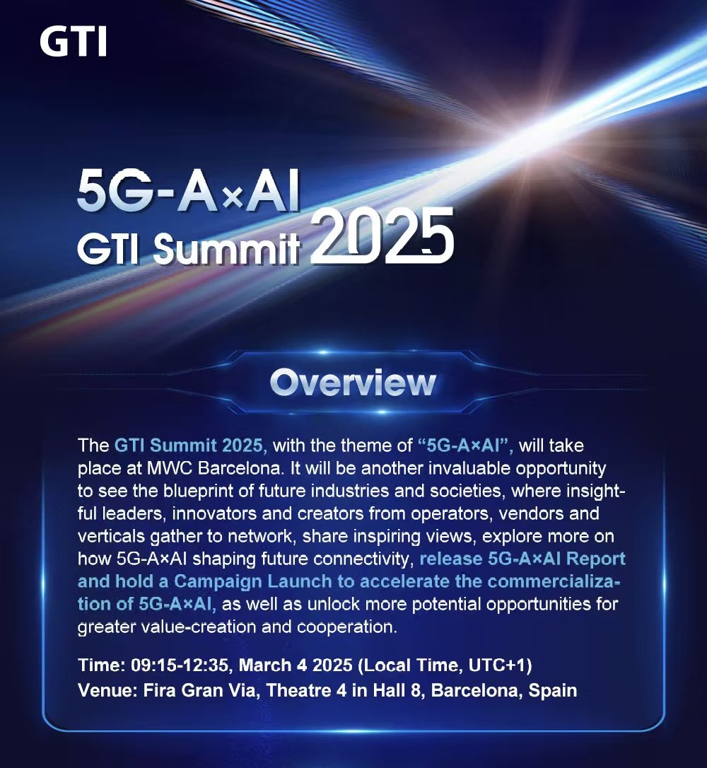 GTIgroup2011's tweet photo. 5G-AxAI GTI Summit 2025 
March 4, 2025, Barcelona https://t.co/eIxor9zRqA