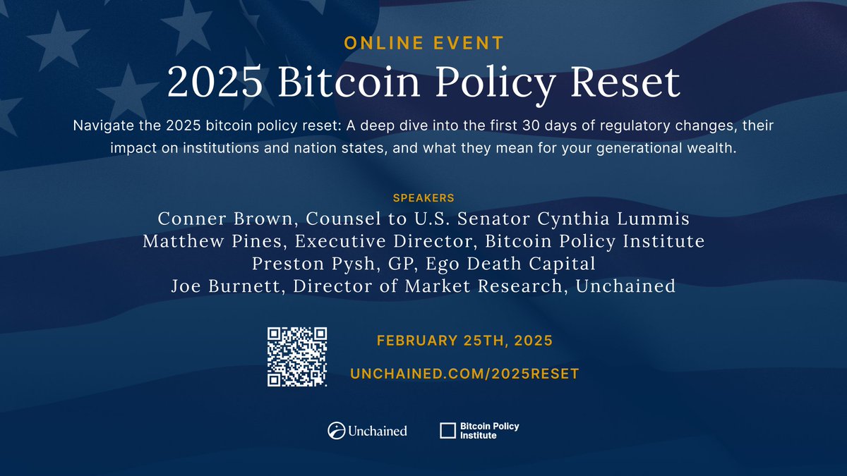 unchained's tweet image. Our special event with @btcpolicyorg kicks off in 10 minutes. Join now: app.livestorm.co/p/0955576d-63a…