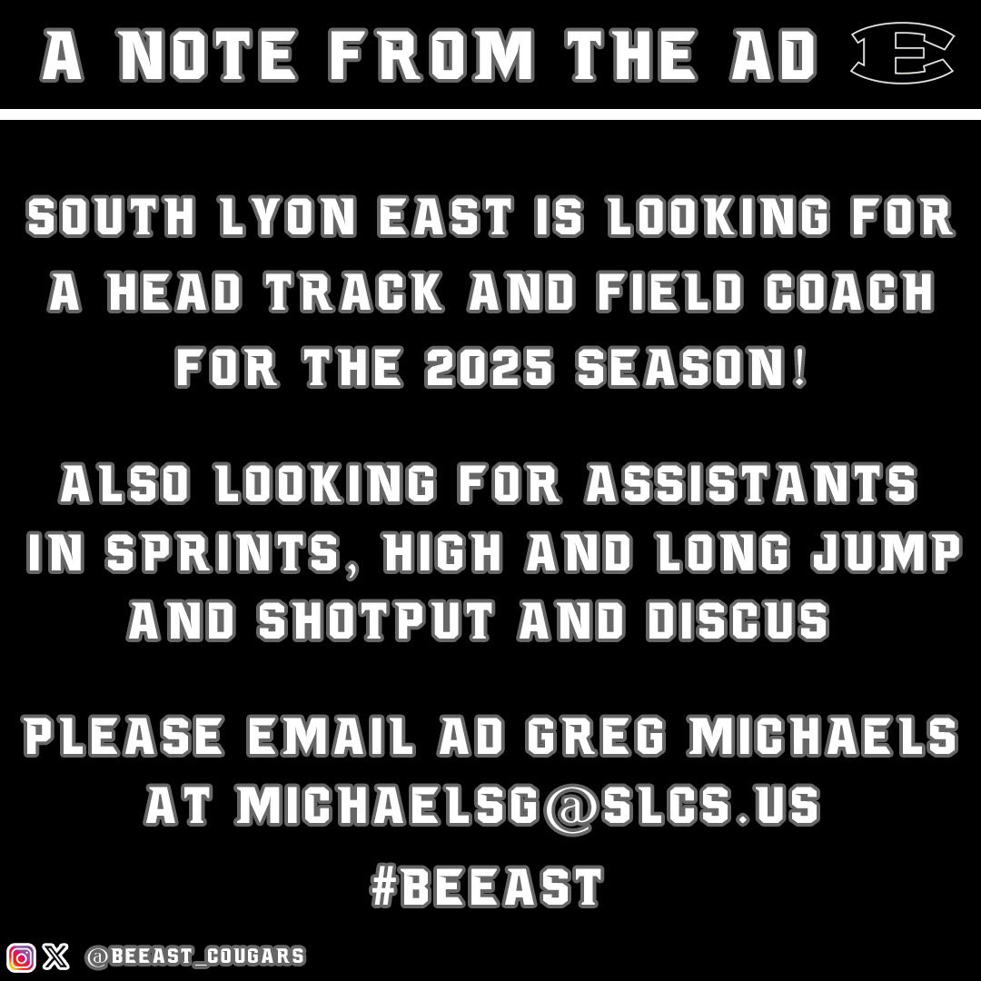 Check out a note from our athletic director below! ⬇️ #BeEAST