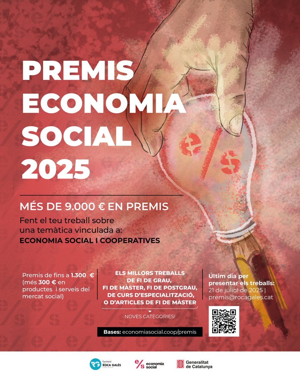 ‼️Convocatòria oberta dels #PremisEconomiaSocial2025

Més de 9.000 € es repartiran de nou entre totes aquelles persones que s’estan formant en l’àmbit de l’ #EconomiaSocial i el #Cooperativisme 

+info i bases: economiasocial.coop/cursos-i-talle…