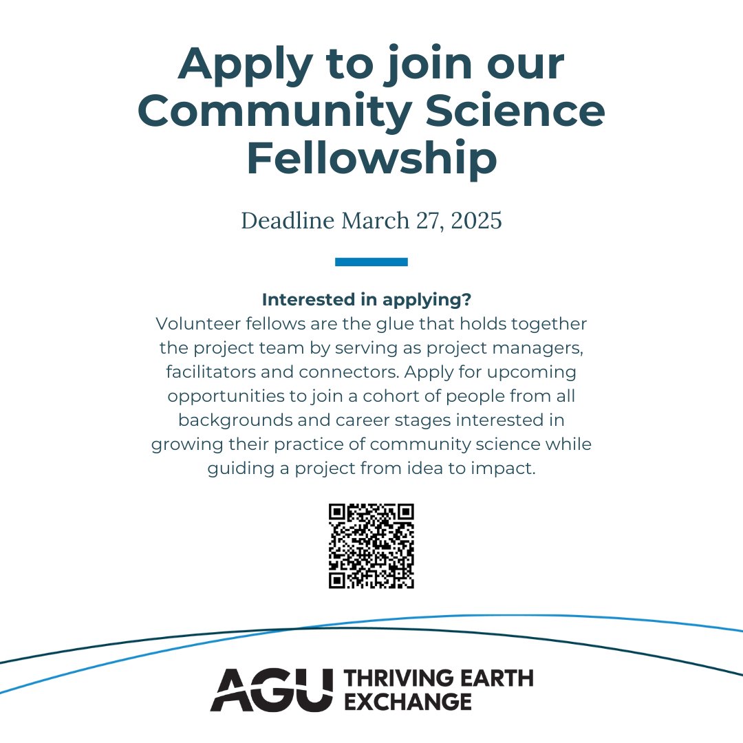 Volunteer fellows are the glue that hold together the project team by serving as project managers, facilitators and connectors. Apply for our upcoming May cohort by March 27, 2025

thrivingearthexchange.org/community-scie…