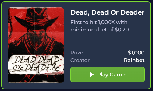 rainbetcom's tweet photo. Have you tried the new Dead, Dead or Deader?

Fancy a tip to try the game out? Leave usernames below 👇, we will randomly pick usernames to credit! https://t.co/IIgqrpdMLG