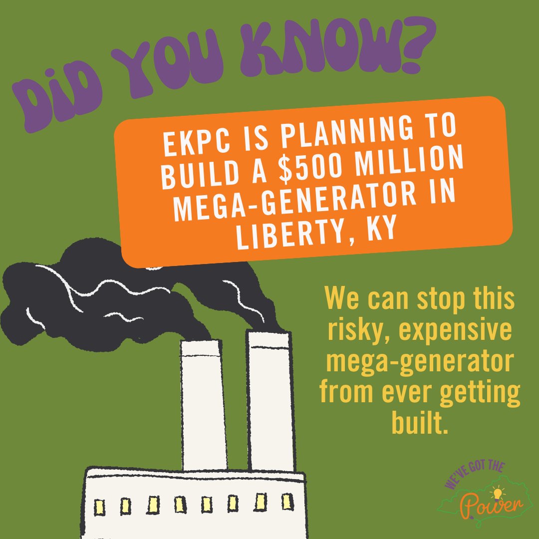 Member-owners of EKPC need reliable and resilient electricity. But we’re not willing to sacrifice our health, safety, and wallets for it. We've got the power to say NO to a risky, expensive mega-generator. Submit your comment to the PSC secure.everyaction.com/M2K0br3gckKUp1…