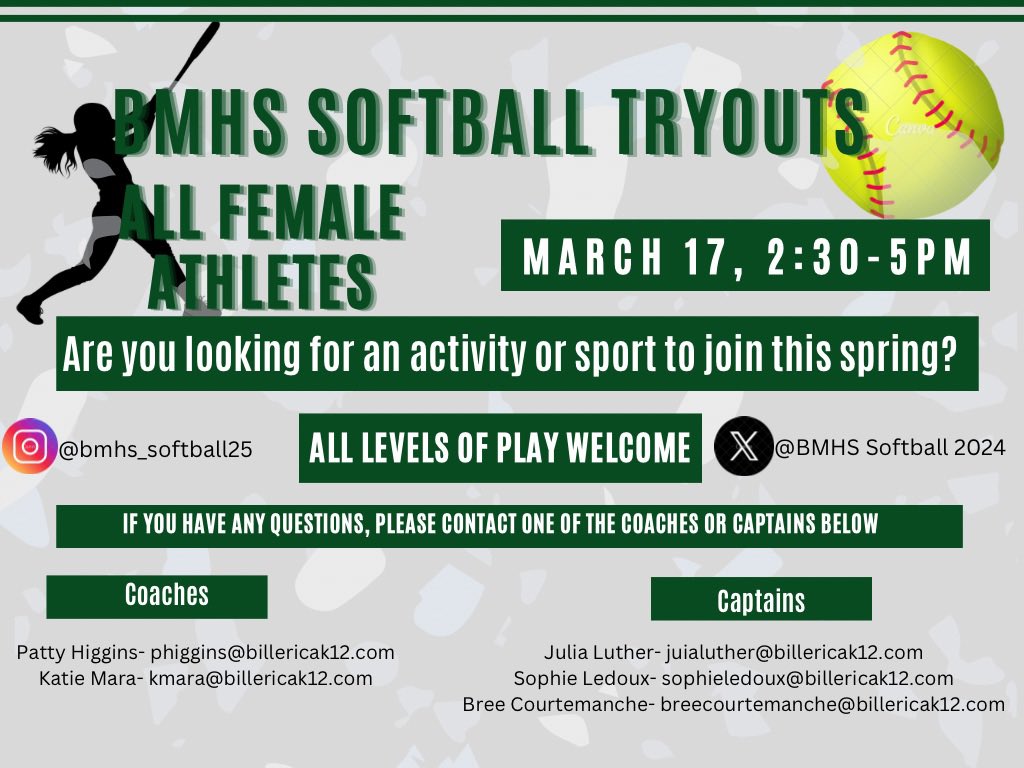 🗣️🔊Attention all female athletes 🥎
