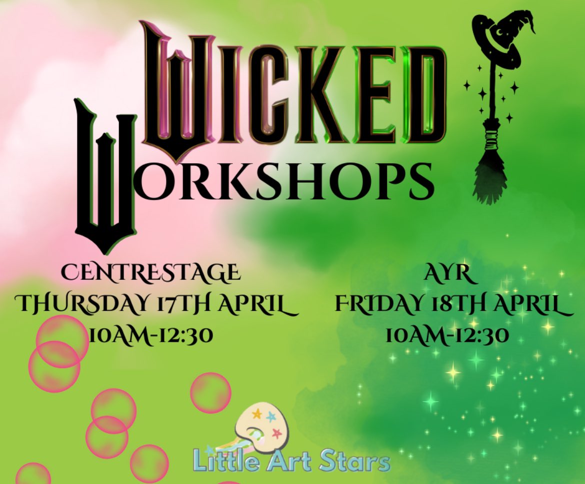 LittleArtStars's tweet photo. The children will take part in a step-by-step drawing and painting workshop and will leave with an A4 mounted Wicked artwork. A drink and small snack will be provided. 
Cost £25
Hello@littleartschool.co.uk to book https://t.co/NRRnXtF34Q
