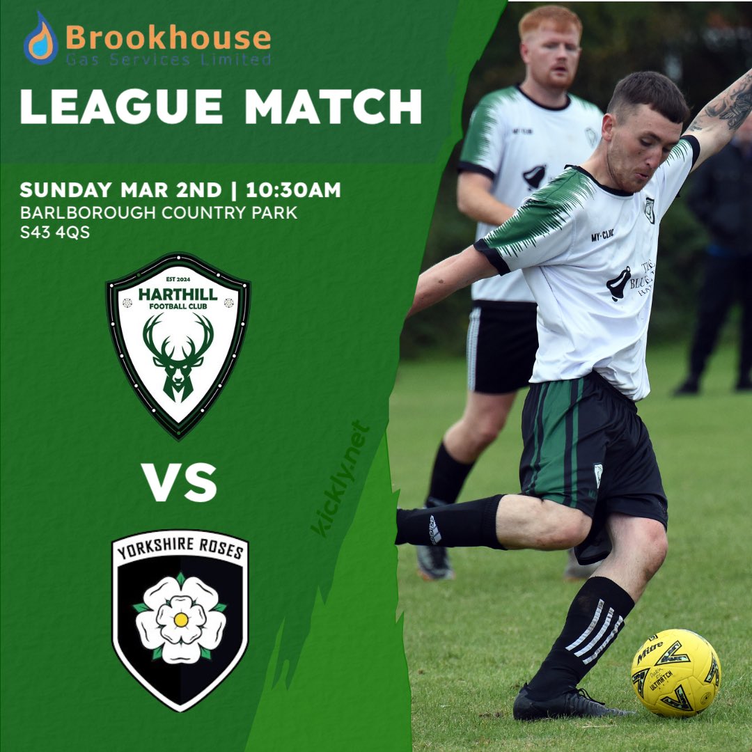 Next up…

⏰ Sunday, Mar 2nd, 10:30AM
📍 Barlborough Country Park, S43 4QS
⚽️ Yorkshire Rose

Brought to you by <a href="/brookhousegas/">Brookhouse Gas Services LTD</a>