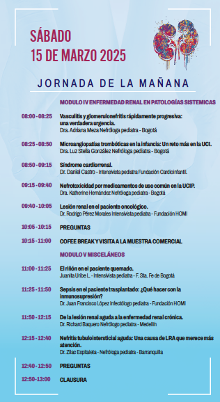 Evento imperdible en Bogotá de <a href="/Aconepe1/">Asociación Colombiana de Nefrología Pediátrica</a> y @FundacionHOMI. Nefrología crítica pediátrica. Temática de gran relevancia para los cuidados en #PedsICU. Viernes 14 y sábado 15 de marzo 2025. <a href="/AMCI_Colombia/">AMCI</a> <a href="/SCPNacional/">SocPediatria</a> <a href="/HGMhospital/">Hospital General de Medellín - Luz Castro de G.</a> <a href="/HPTU/">Hospital Pablo Tobón Uribe</a>