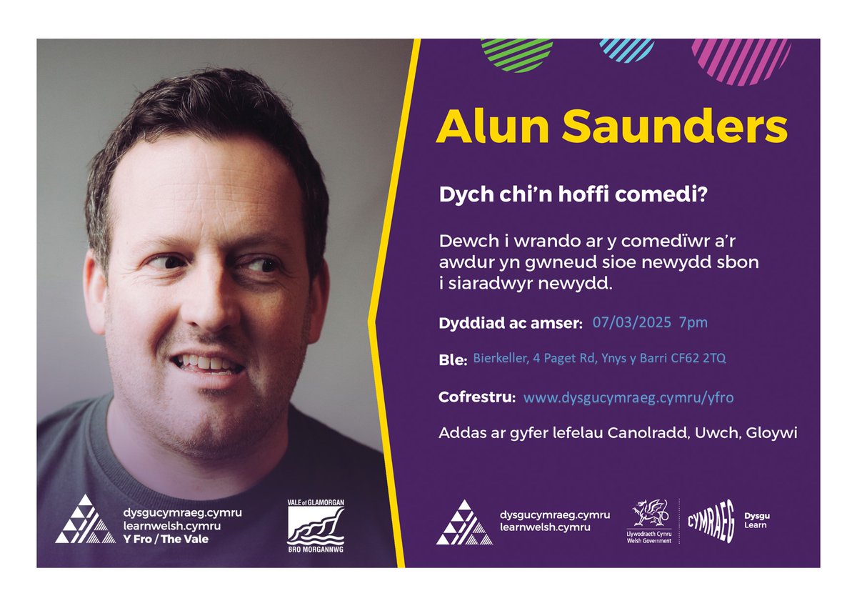 LearnWelshBro (@learnwelshbro) on Twitter photo Dewch i Bierkeller Ynys y Barri 7/3 am 7 o'r gloch AM DDIM i weld comedïwr. Croeso i bawb.
Welsh language night of comedy at Barry Island Bierkeller 7/3 at 7pm.
dysgucymraeg.cymru/dysgu/cwrs/a88…
<a href="/gwaunynant/">Ysgol Gymraeg Gwaun Y Nant</a> <a href="/nanttalwg/">Ysgol Y Fro(Cynradd)</a> <a href="/YsgolPenyGarth/">Ysgol Gymraeg Pen y Garth</a> <a href="/YDewiSant/">Ysgol Dewi Sant</a> <a href="/ygsantcurig1/">YGSantCurig</a> <a href="/MIBroMorgannwg/">Menter Bro Morgannwg</a> <a href="/CBroMorgannwg/">Cyngor Bro Morgannwg 🏴🇺🇦</a> Dewch i Bierkeller Ynys y Barri 7/3 am 7 o'r gloch AM DDIM i weld comedïwr. Croeso i bawb.
Welsh language night of comedy at Barry Island Bierkeller 7/3 at 7pm.
dysgucymraeg.cymru/dysgu/cwrs/a88…
<a href="/gwaunynant/">Ysgol Gymraeg Gwaun Y Nant</a> <a href="/nanttalwg/">Ysgol Y Fro(Cynradd)</a> <a href="/YsgolPenyGarth/">Ysgol Gymraeg Pen y Garth</a> <a href="/YDewiSant/">Ysgol Dewi Sant</a> <a href="/ygsantcurig1/">YGSantCurig</a> <a href="/MIBroMorgannwg/">Menter Bro Morgannwg</a> <a href="/CBroMorgannwg/">Cyngor Bro Morgannwg 🏴🇺🇦</a>