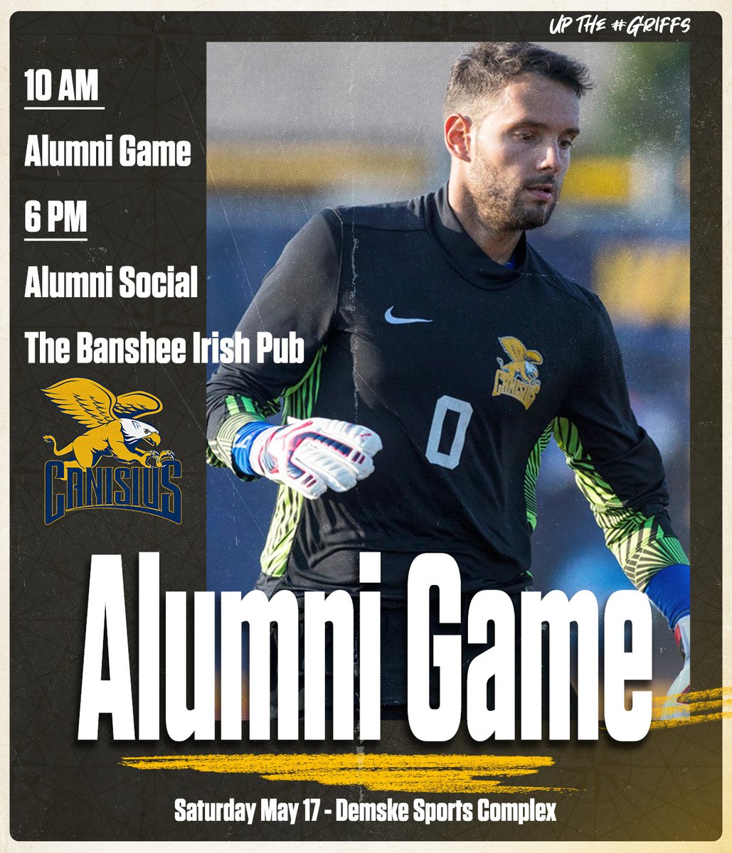 Canisius Men’s Soccer (@griffssoccer) on Twitter photo Attention Alumni 🚨
Our annual Alumni Game and Social will be May 17th, 2025!
Come out to the Demske and <a href="/bansheeirishpub/">Banshee Irish Pub</a> for some good times
Up The #Griffs Attention Alumni 🚨
Our annual Alumni Game and Social will be May 17th, 2025!
Come out to the Demske and <a href="/bansheeirishpub/">Banshee Irish Pub</a> for some good times
Up The #Griffs