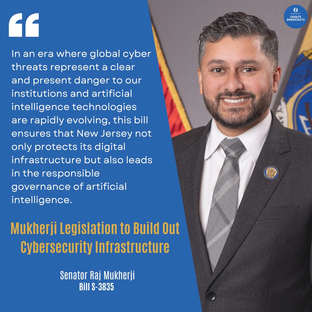 NJ Senate Democrats (@njsendems) on Twitter photo In an effort to keep pace with head-spinning technological advances in an ever-changing world, and protect our state and its people from the rising threat of would-be cyberattacks, we advanced legislation from <a href="/RajMukherji/">Senator Raj Mukherji</a> to build out cybersecurity infrastructure in New Jersey In an effort to keep pace with head-spinning technological advances in an ever-changing world, and protect our state and its people from the rising threat of would-be cyberattacks, we advanced legislation from <a href="/RajMukherji/">Senator Raj Mukherji</a> to build out cybersecurity infrastructure in New Jersey