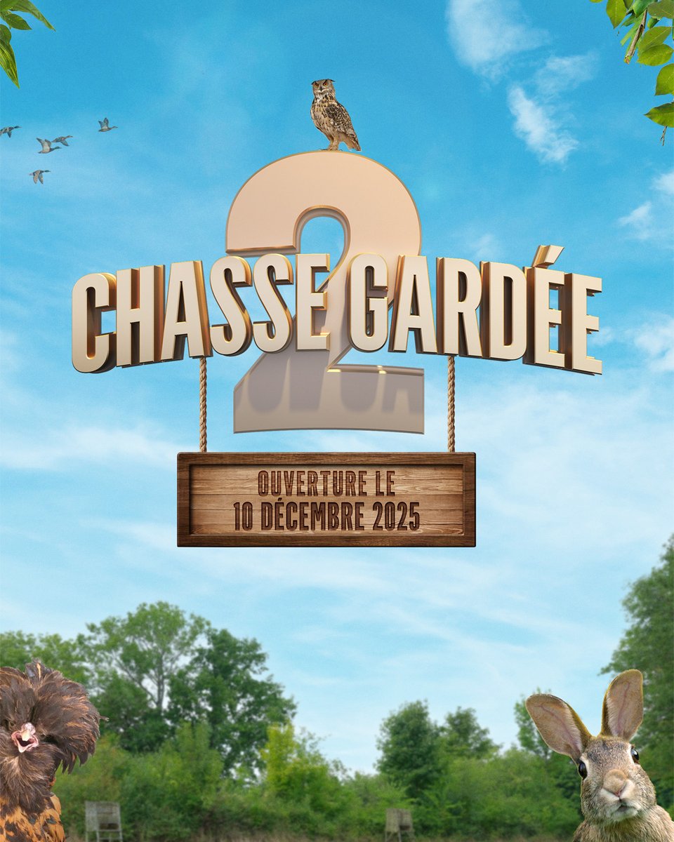 CHASSE GARDÉE 2 : la comédie à succès revient au cinéma 🏁🐗
Nous avons le plaisir de vous annoncer que la suite de la comédie aux 2 millions de spectateurs sortira le 10 décembre 2025 !
Un film de #FredericForestier et #AntoninFourlon.

#ChasseGardee