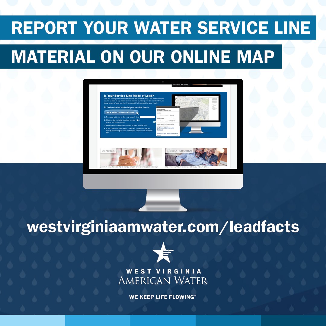 wvamwater's tweet photo. Do you know what your home’s service line is made of? Our online tool can help you quickly identify & report your service line material on our online map! #LeadServiceLineInventory #LSLI #WaterQuality https://t.co/oXtQfkToSX