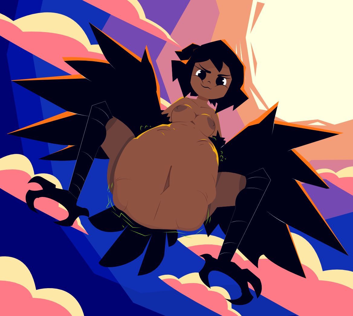 CW: Vore
----------------------
POV: You are watching helplessly as your friend gets carried away in harpy gut. 
Her name is Mariposa