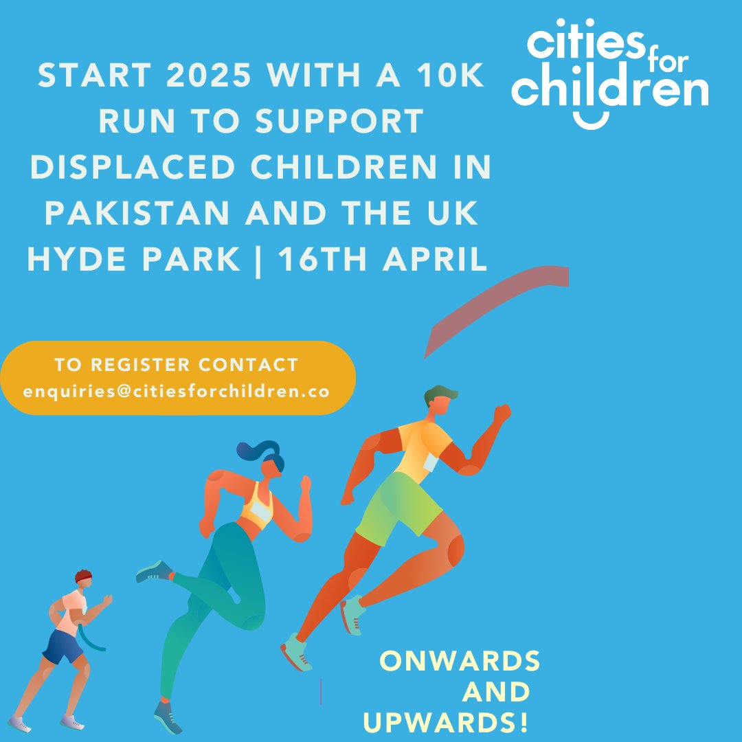 Cities_Children's tweet photo. 🏃‍♂️ Join us for a 10K run in Hyde Park! 🏃🏻‍♀️

Run for a cause &amp; support refugee &amp; street children in accessing education. Every step makes a difference!

📅 16th April 📍 Hyde Park, London

Sign up now: https://t.co/3AETVbTDOH

#RunForKids #CitiesForChildren #CharityRun https://t.co/QqPSa4CMCb