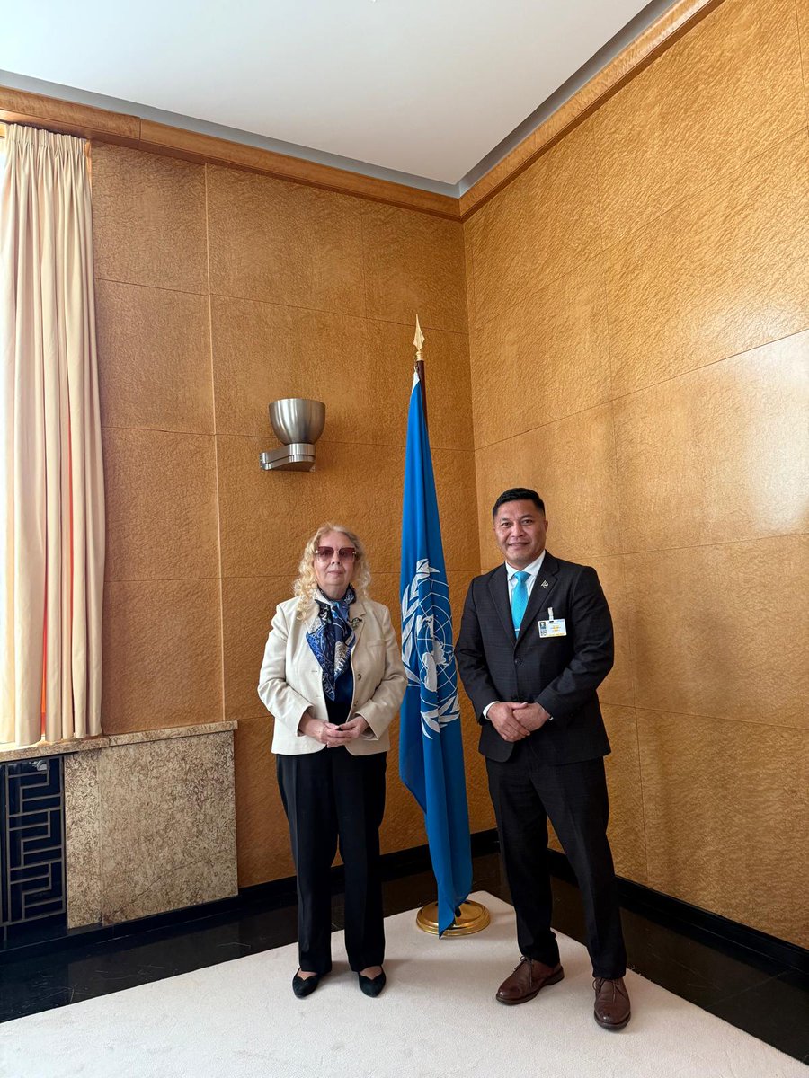 Marshall Islands Permanent Mission in Geneva (@rmigeneva) on Twitter photo On 25 February, Hon. Kalani Kaneko, Minister of Foreign Affairs and Trade paid a courtesy call to <a href="/UNGeneva/">United Nations Geneva</a> Director General <a href="/UN_Valovaya/">Tatiana Valovaya, Director-General of UN Geneva</a> as part of his week-long visit to Geneva #multilateralism On 25 February, Hon. Kalani Kaneko, Minister of Foreign Affairs and Trade paid a courtesy call to <a href="/UNGeneva/">United Nations Geneva</a> Director General <a href="/UN_Valovaya/">Tatiana Valovaya, Director-General of UN Geneva</a> as part of his week-long visit to Geneva #multilateralism