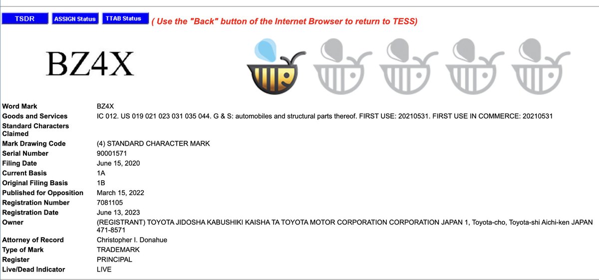 Is BZ4X the best Toyota could do for its new car model? Yes, every cool animal, star, planet, &amp; constellation is already taken. And, yes, BMW and Mercedes use nonsense letters/numbers for their models but BZ4X is just awful. 1 Bee and it barely deserves that. #YourTrademarkSucks