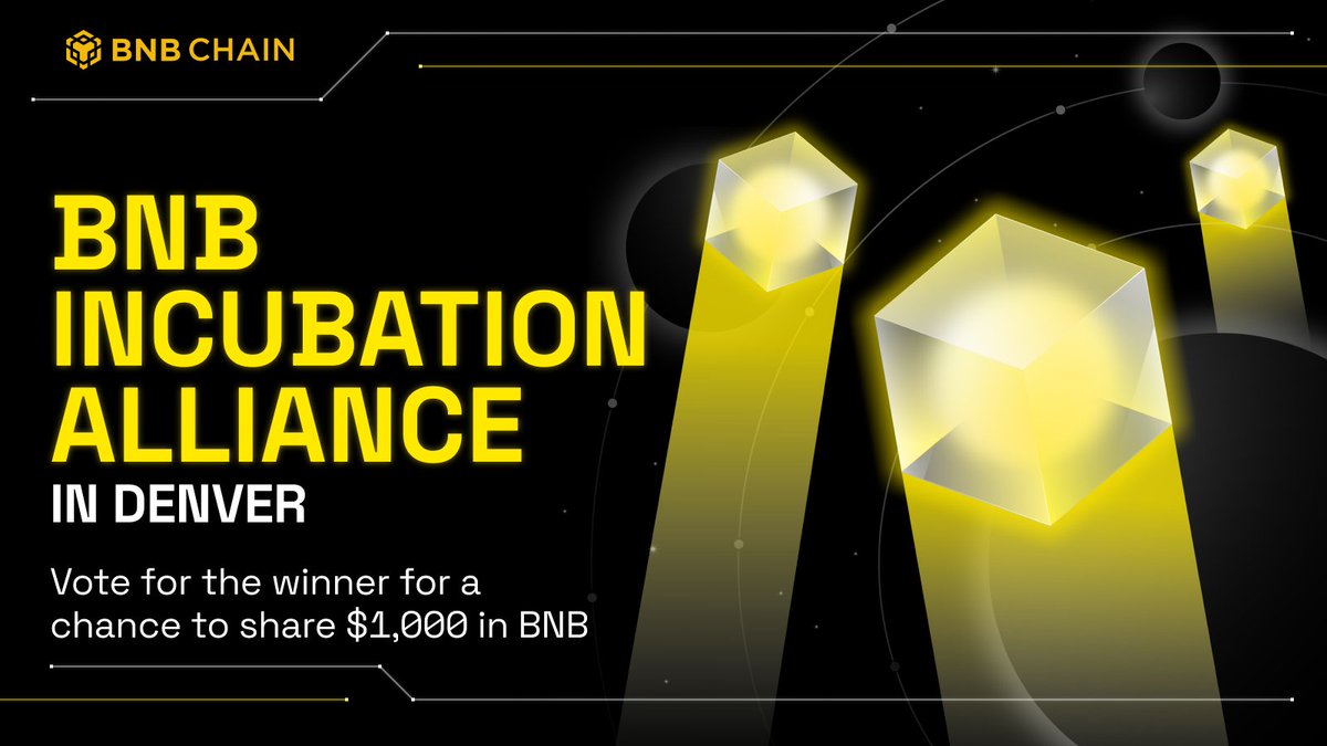 Watch the livestream from the BNB Incubation Alliance event in Denver and help decide which project wins! 🌆

⏰ 1:30 PM UTC-7
📅 Today, February 25th
📍 youtube.com/watch?v=OeCLqO…

💰 Win a share of $1,000 in $BNB! Here’s how:
🔸 Follow <a href="/BNBCHAIN/">BNB Chain</a> on X
🔸 Retweet this post
🔸 Submit