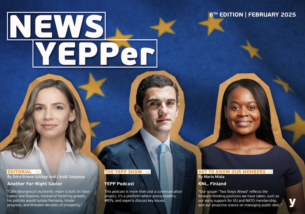 NEWSYEPPer 8th Edition is HERE! 🚀🇪🇺

🔹 Political Uncertainty in Romania 🗳️ – Op-ed by Dóra Emese Szilágyi &amp; László Szepessy
🔹 🎙️ The YEPP Show – What is our new podcast and how it all started!
🔹  YEPP Past Events – A look back at what we’ve been up to!
🔹 🇫🇮 Get to Know: KNL