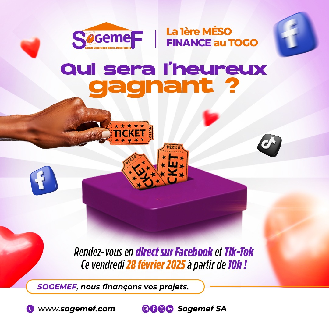 Qui sera l’heureux gagnant du Jeu Saint-Valentin de la SOGEMEF ?

Rendez-vous le 28 février 2025 à partir de 10h pour le grand tirage au sort en direct ! 

Pas encore votre carte ? Il est encore temps ! Rendez-vous dans nos agences avant le 27 février 2025 et tentez votre chance.