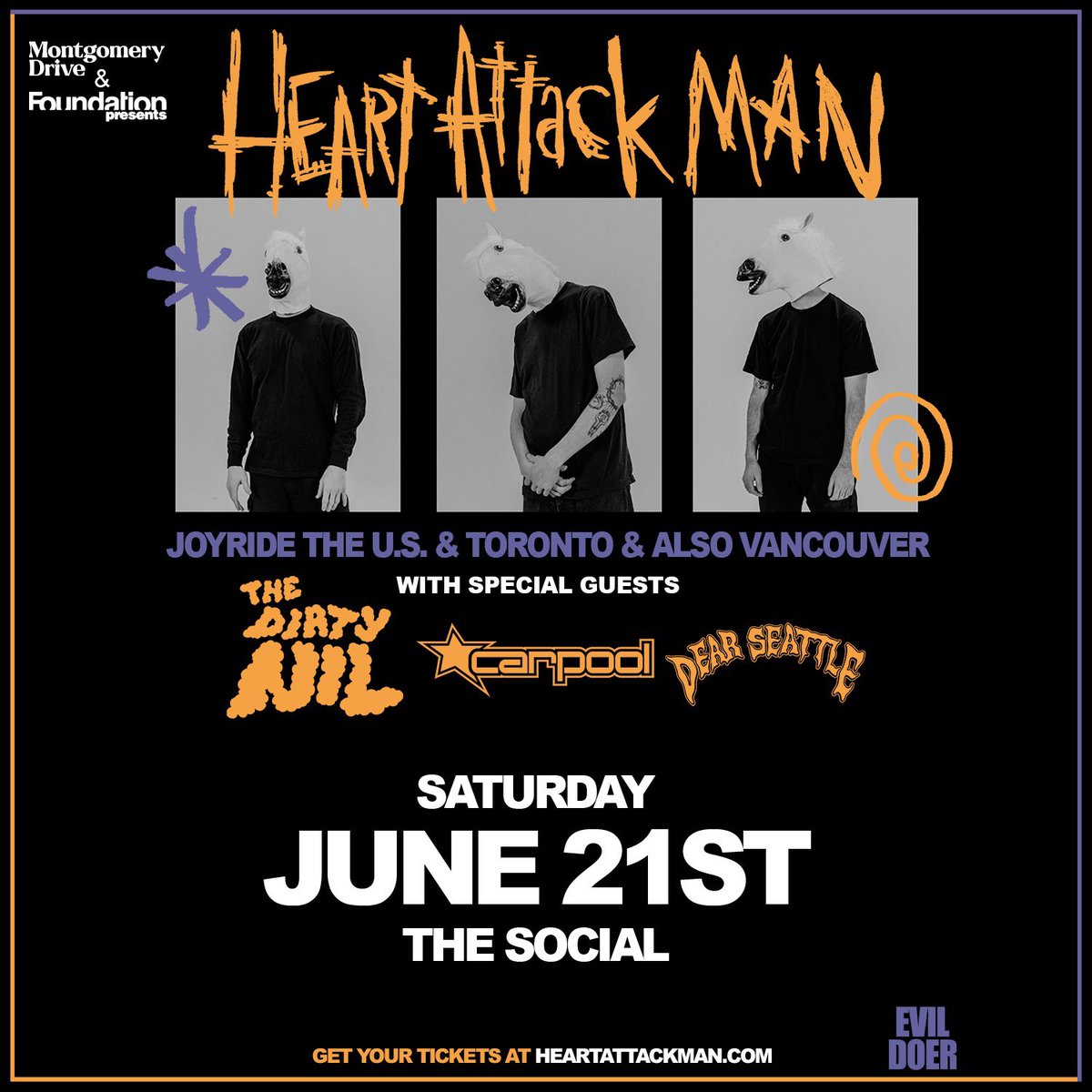 Montgomery Drive Presents (@montgomerydrive) on Twitter photo Finally Announced:
<a href="/HeartAttackMane/">HEART ATTACK MAN</a> in Orlando
@LiveAtTheSocial with @TheDirtyNil, Carpool, and @DearSeattleBand
June 21st, 2025
Tickets On Sale Friday, 2/28 @ 12 Noon Est
🎟 MontgomeryDrive.com Finally Announced:
<a href="/HeartAttackMane/">HEART ATTACK MAN</a> in Orlando
@LiveAtTheSocial with @TheDirtyNil, Carpool, and @DearSeattleBand
June 21st, 2025
Tickets On Sale Friday, 2/28 @ 12 Noon Est
🎟 MontgomeryDrive.com