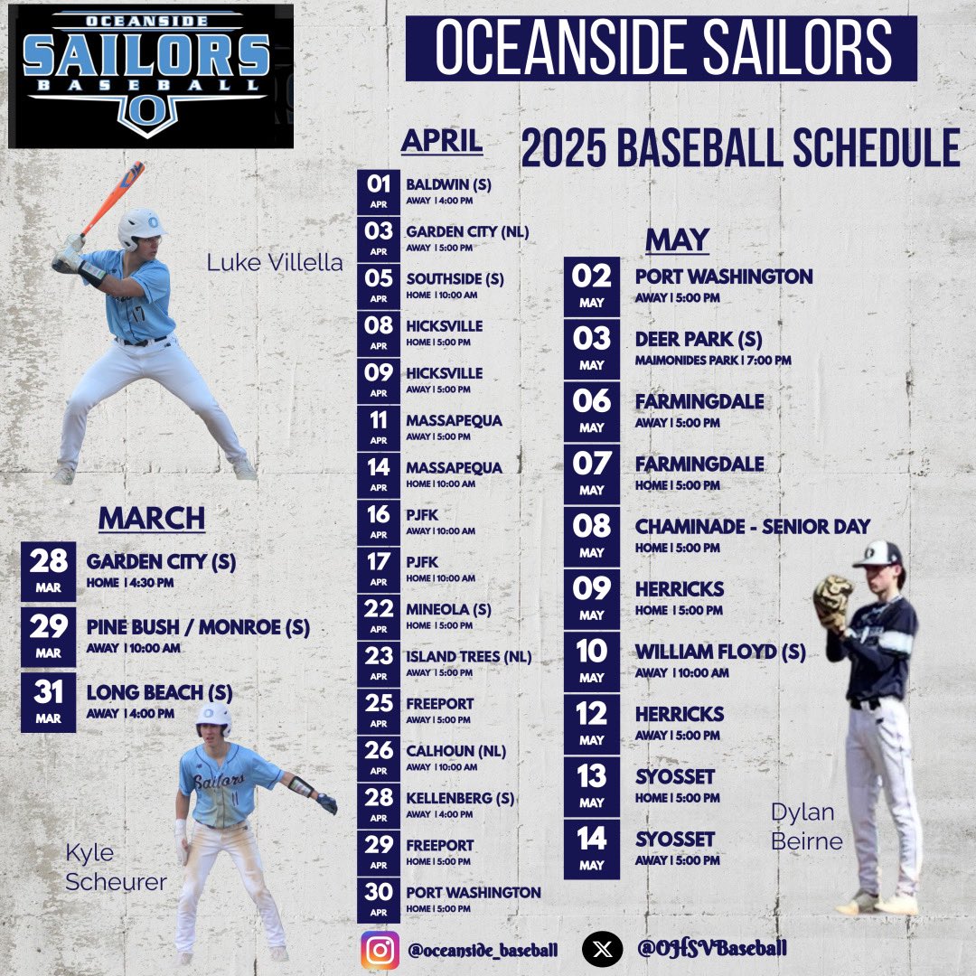 2025 Oceanside Baseball Schedule