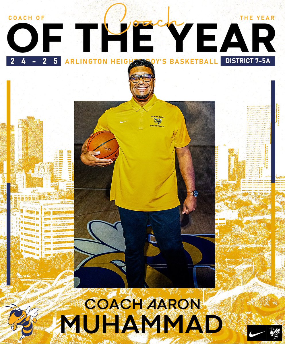 FW Arlington Heights Basketball (@ahhs_basketball) on Twitter photo Congratulations to our very own 1st year Head Coach Aaron Muhammad <a href="/CoachMuhammad_/">Coach Muhammad</a> on being named 7-5A Coach of the Year
#30West x #EarnedNotGiven Congratulations to our very own 1st year Head Coach Aaron Muhammad <a href="/CoachMuhammad_/">Coach Muhammad</a> on being named 7-5A Coach of the Year
#30West x #EarnedNotGiven
