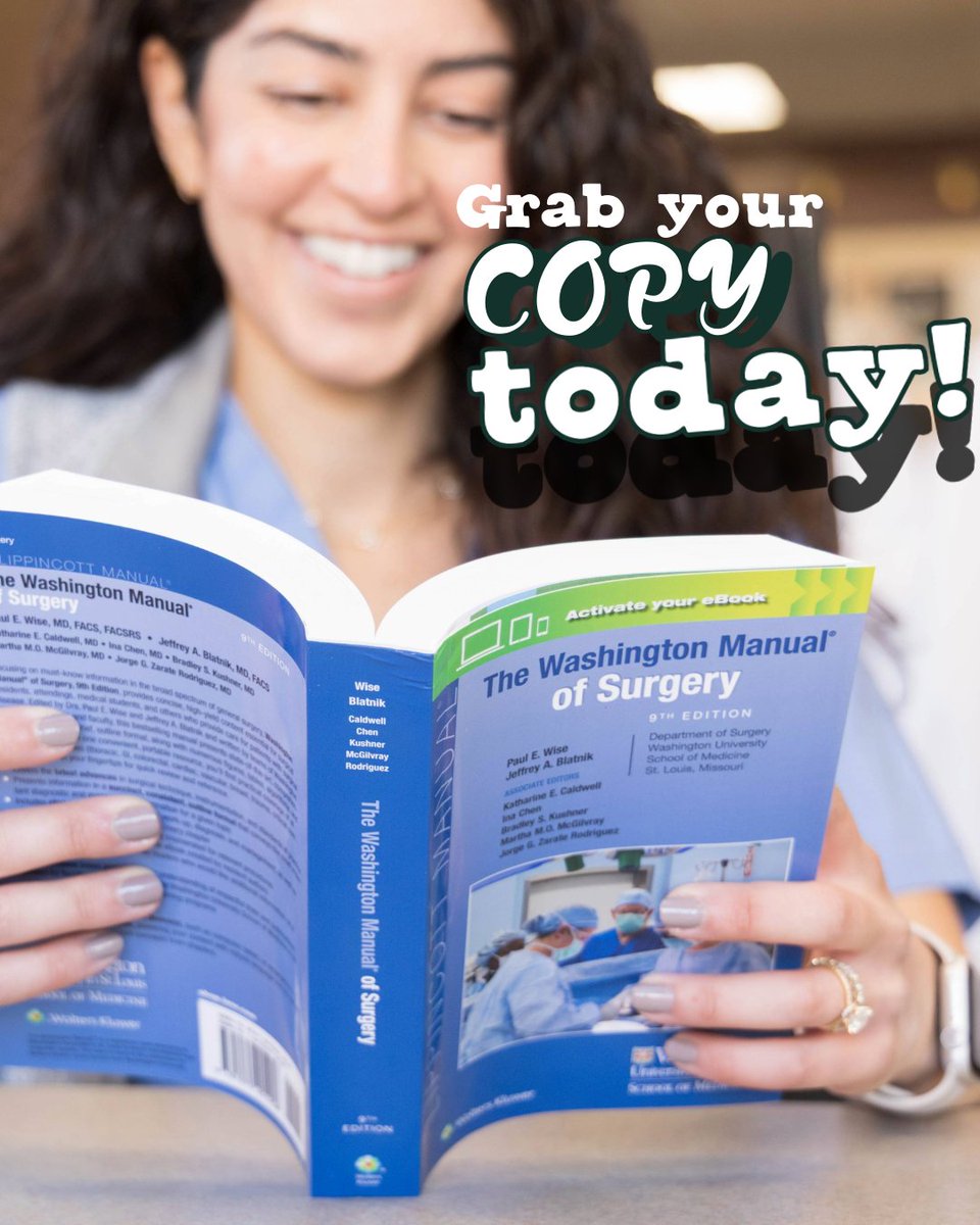 Boost your surgical expertise with The Washington Manual® of Surgery, 9th Ed.! Packed with surgical knowledge, this comprehensive guide spans all subspecialties. Proceeds support our residency program’s wellness and education. 

Secure your copy here: bit.ly/40u94T8