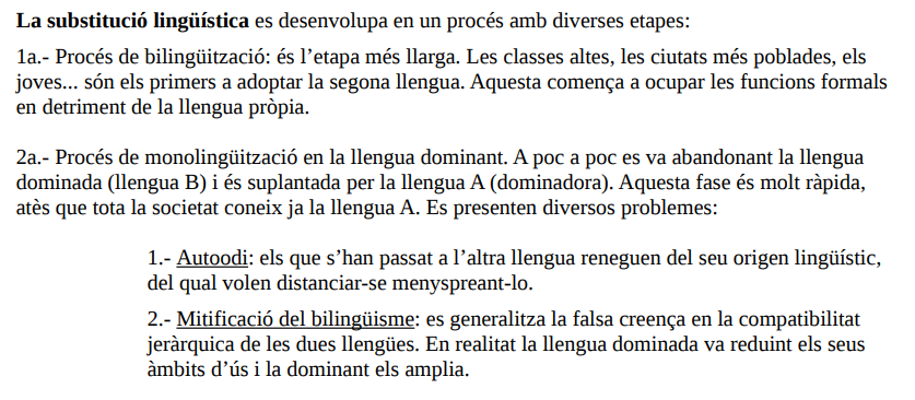 El català fa 100 anys que està en procés de substitució lingüística, i ara som a la 2a fase (1/4)
 
1a fase: El procés comença amb la bilingüització total de la població, que va començar fa 100 anys 

(estudiat per sociolingüistes aquí turia.uv.es//index.php/cap…)
