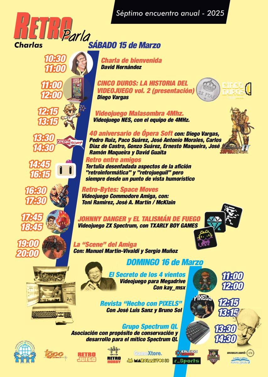 Ahí tenéis el programa con las diferentes charlas que hemos preparado este año para #RetroParla2025 "Séptimo Encuentro Anual" que como ya sabéis tendrá lugar el tercer fin de semana de marzo, días 15 y 16, en #LaCasa de la <a href="/Juventud_Parla/">Casa Juventud Parla</a>. ¡No os lo perdáis! os esperamos...👇😉