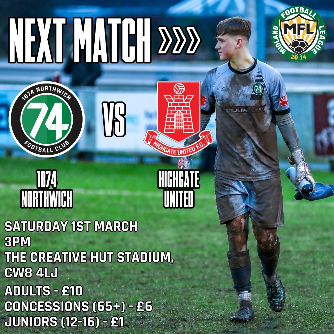 🗓️Back home on Saturday!

We welcome <a href="/HighgateUnited/">Highgate United FC</a> in the <a href="/MidlandLeague/">Capelli Sport Midland Football League</a> 

👕We are also giving away a shirt signed by our squad!

1️⃣Make sure you're following!
2️⃣Like this post!
3️⃣Repost this post!
4️⃣And tag a friend you are bringing to the game!

Entries close this Friday