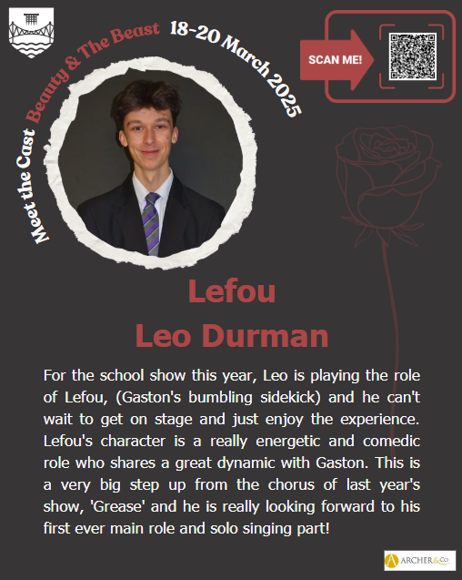 ⭐️🥀MEET THE CAST🥀⭐️
Today, we’re shining a spotlight on: Leo
🎟️Tickets are selling fast, don’t miss your chance to join us for this magical production.
📅18-20 March 2025  
📍Chepstow School 
💻Book via 👉buff.ly/42g7dRt