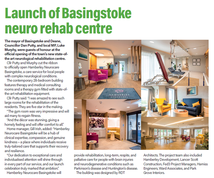 Celebrating the impact of thoughtful design in healthcare - we’re thrilled to see <a href="/hamberleyneuro/">Hamberley Neurocare</a> #Basingstoke in <a href="/HCprop/">Healthcare-Property</a> this month!
Designed with the end users in mind - this 28-bed rehabilitation unit provides specialist support and state-of-the-art facilities 
#rehabilitation