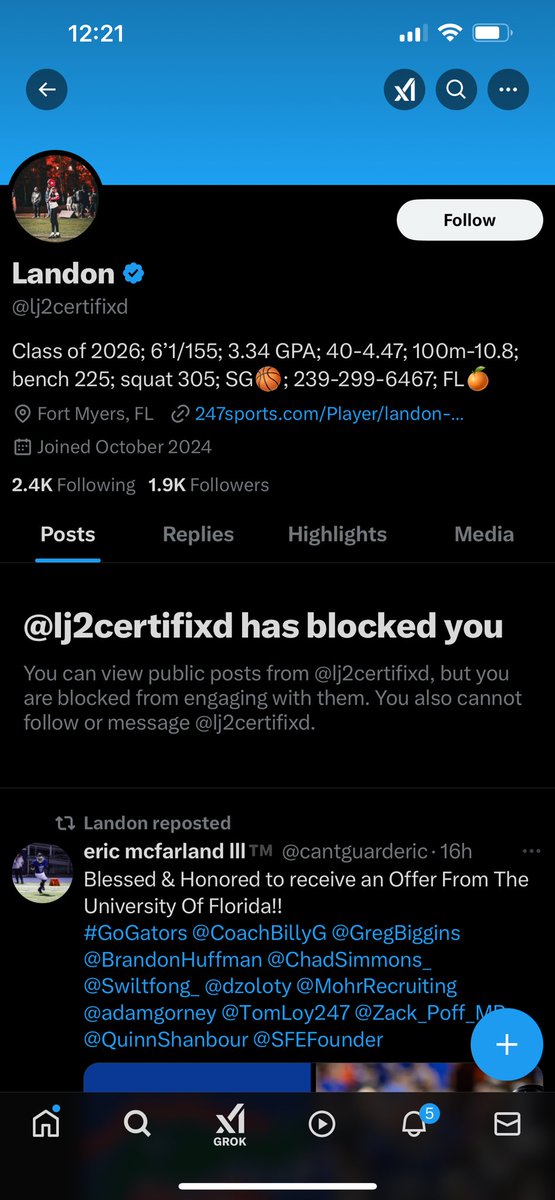 Brandon_L_Davis's tweet photo. I cannot make this up.

A kid that used to go to our school has been catfishing schools into believing he’s a 5 star athlete by reposting other kids film and official visit photos.

An FSU barstool account exposed him, and a Rivals admin called our AD to ask if he even exists. https://t.co/53sJn6Si5v