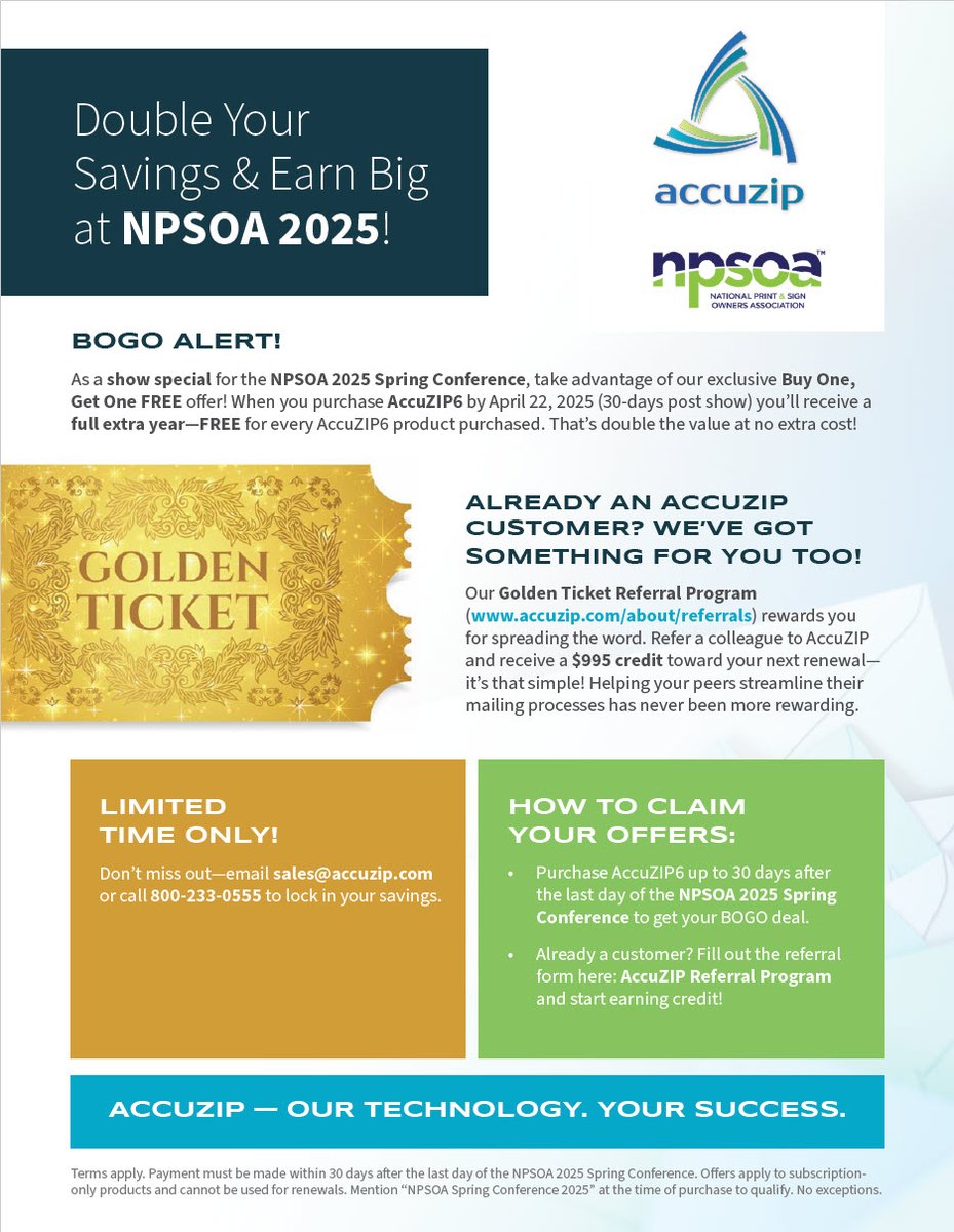 Check out the Specials from AccuZIP for the upcoming NPSOA Spring Conference: npsoa.org/2025-npsoa-own…