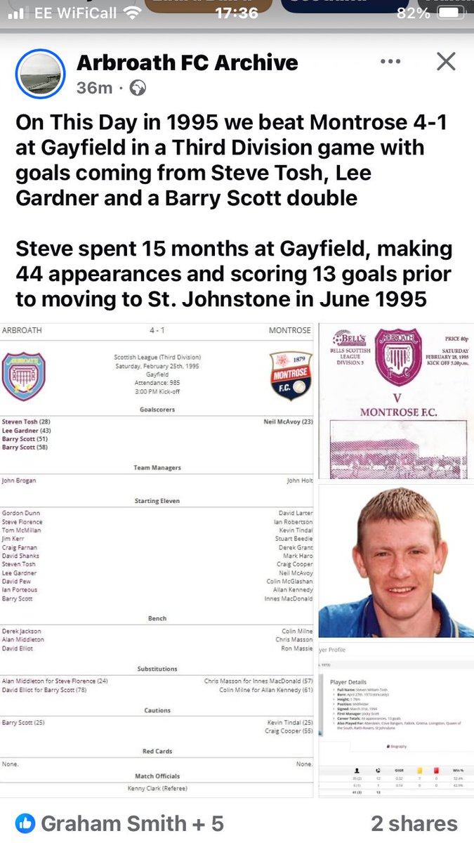 <a href="/swtosh270473/">Steve Tosh</a> you’ve made an appearance on the <a href="/ArbArchive/">Arbroath FC Archive</a> page today.