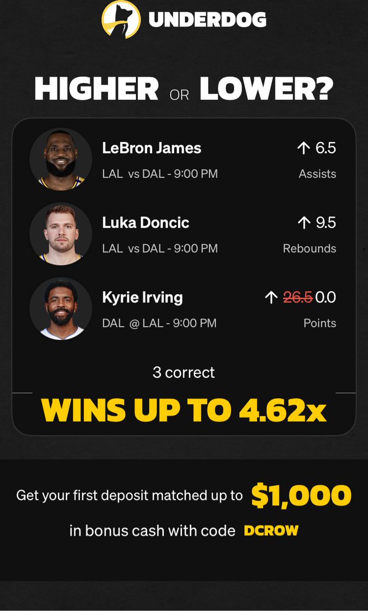 Join me on this play and receive 100$ in free bets!! LFG.    Thanks <a href="/codybrownbets/">Cody Brown Bets</a> for the inspiration!!play.underdogfantasy.com/es-oNwT7hxd44