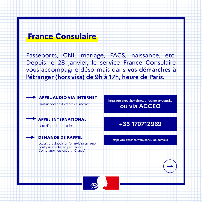 FranceauMali's tweet photo. Qu'est-ce qui change pour vous en 2025 ?

👶🏾 Réponse rapide et accompagnement en amont de vos démarches à l'étranger
🎓 Dépôt, suivi et gestion des aides à la scolarité simplifiés

⬇️ En savoir plus